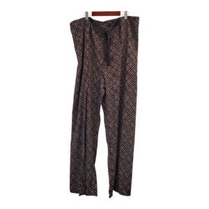 SUZANNE BETRO Palazzo Wrap Pants Wide Leg Black & White Print